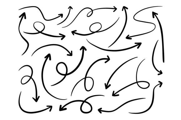 Arrow Doodle SVG Bundle Curved Arrows