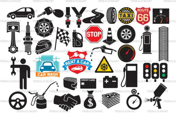 Car Icons SVG Bundle – 30 Automotive Icons