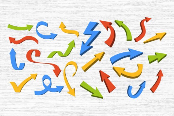 Color Arrow Icons. Curved Directional