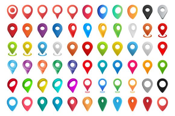 Colorful Map Pins Vector Icons SVG Set