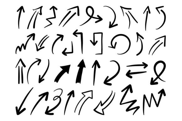 Doodle Arrow Set Hand Drawn Icon SVG