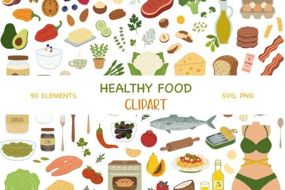 Enhancing Visual Communication with Healthy Food SVG PNG Clipart Bundle