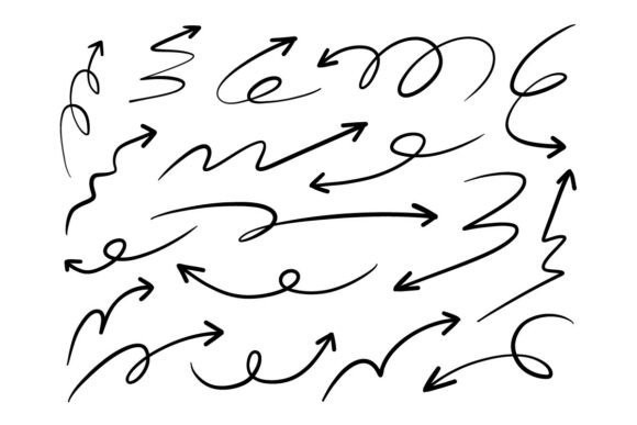 Hand Drawn Arrow Doodle Elements Set