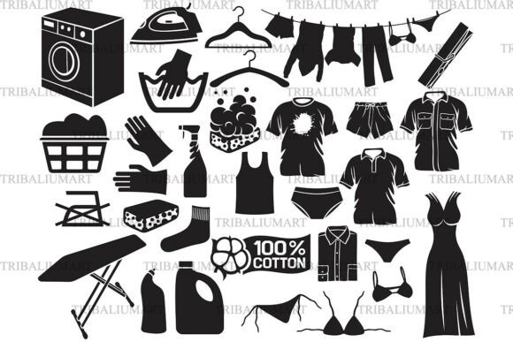 Laundry Icons Set for Clean Design