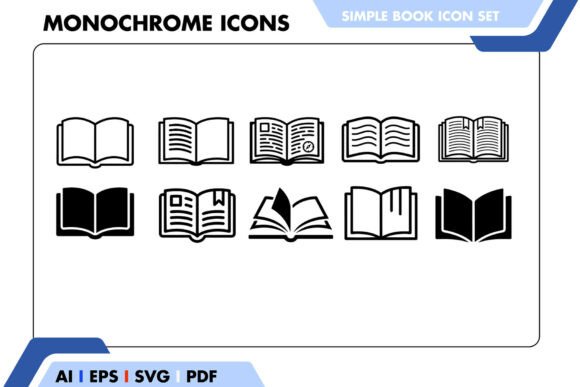 Minimal Open Book Icon Set
