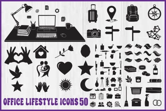 Office Lifestyle Silhouette Icons