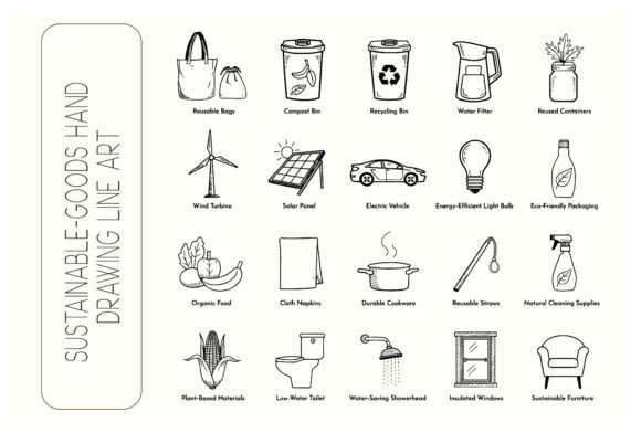 Renewable Energy Hand Drawn Line Art