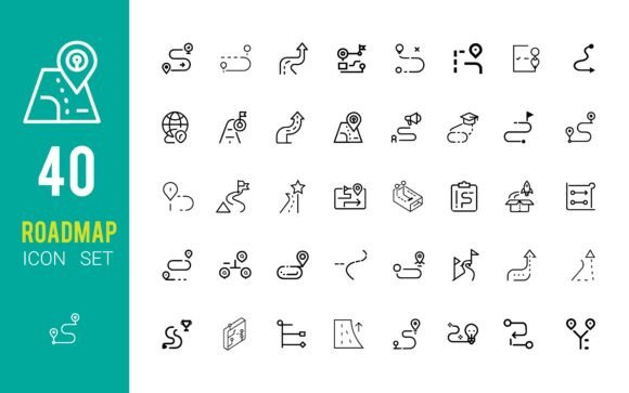 Roadmap Outline Icon Set Business Vector