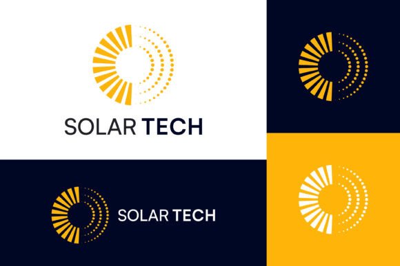 Sunburst Halftone Circle Logo Energy