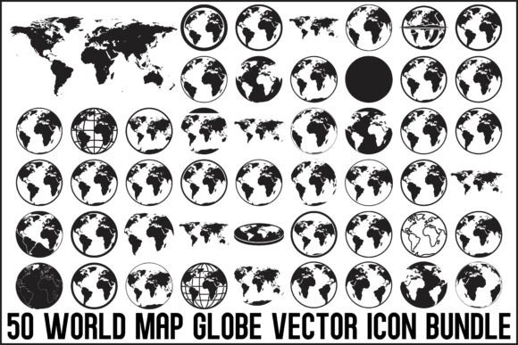 World Map Globe Vector Icon Bundle: A Versatile Design Tool for Global Creativity