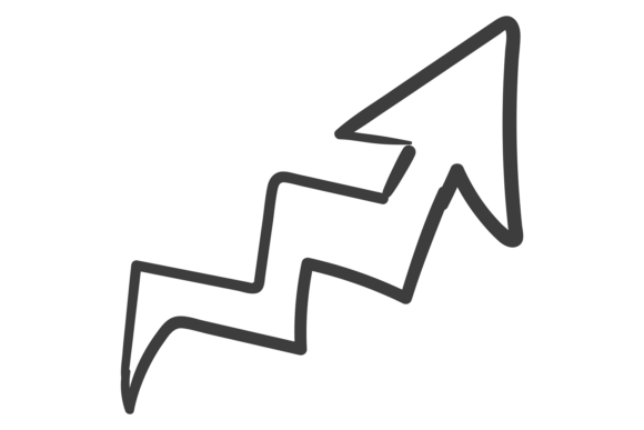 Zig Zag Arrow. Infographics Black Doodle